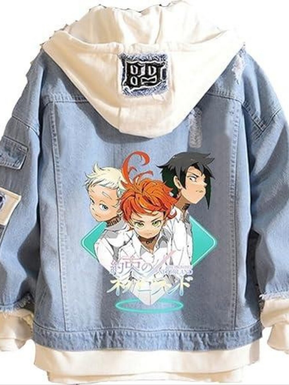 Yazkimo Unisex Adult Anime Neverland Blue Hooded Denim Jacket In M